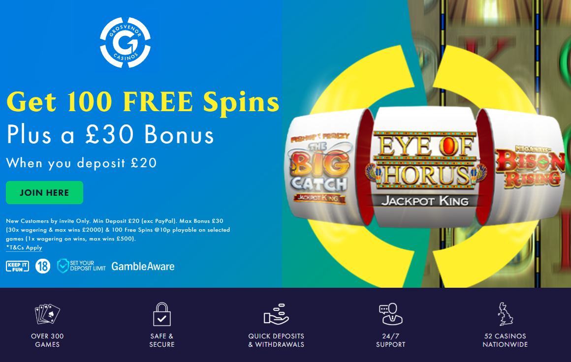 Grosvenor Casino Bonus Code 2025